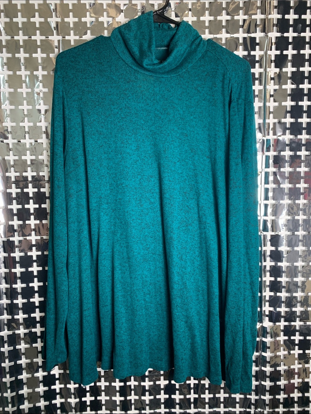 Lane Bryant Teal Cowl Neck Long-Sleeve Sweater